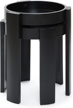 LuxenHome Set of 2 Black Nesting Tables, Space Saving Modern Round Side Table Set for Living Room, Bedroom