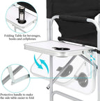 Makeup Chair for Makeup Artist 41'',Tall Directors Chairs Foldable with Side Table Cup Holder Storage Bag and Footrest, Folding Chair Makeup Chair for Clients 400lbs Capacity