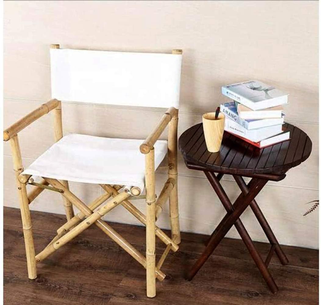 Tall Bamboo Director Chair for bar counter, White Canvas, Set of 2