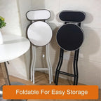 Portable Folding Bar Stool with Padded Seat Counter Height Foldable Chair for Kitchen Garden Office Adjustable(Black,24inch/60cm)