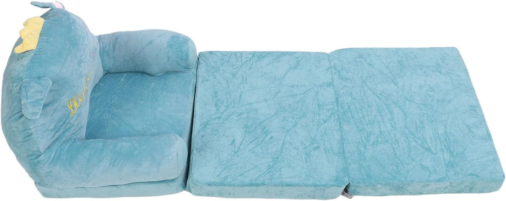 Foldable Kids Sofa, 2 in 1 Open Couch Sleeper for Children, Elephant Embroidery Pattern Comfy Sponge Sofa with Lightweight Portable Design for Bedrooms and Playrooms (Folding in Thirds)