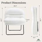Saucer Chair, Small Foldable Chair, Folding Lounge & Floor Chairs with 6-Position Adjustable Backrest, PU Leather, for Adults, for Living Room, Bedroom, Dorm & Gaming, Beige
