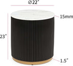 ø22'' Faux Marble Top Side Table Round Circle End Table for Living Room, Modern Luxurious Wooden Base Gold-Finished Style, Easy Assembly, Black & Gold & White