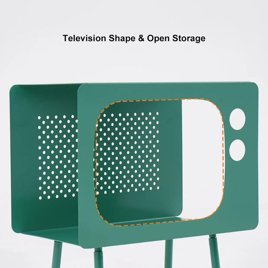 homary Modern End Table TV Shape Side Table, Metal Hollow Accent Table in Fresh Green, Narrow Sofa Table for Living Room Bedroom Apartment Decor (Green)