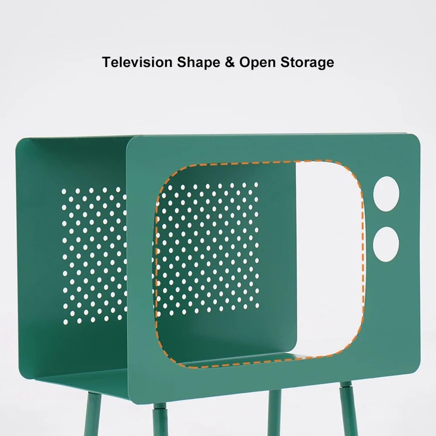 homary Modern End Table TV Shape Side Table, Metal Hollow Accent Table in Fresh Green, Narrow Sofa Table for Living Room Bedroom Apartment Decor (Green)