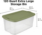 Large Clear Plastic Storage Bins with Lids, 120 Quart Heavy Duty Storage Totes with EZ Carry Handles, Stackable Extra Large Storage Containers for Garage, Closet, Basement Organization