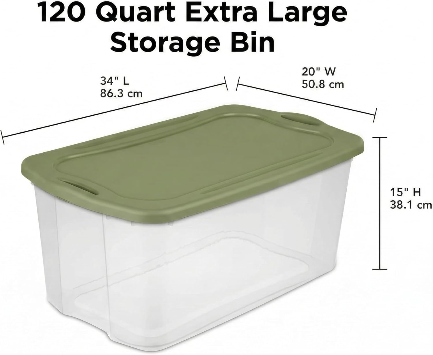 Large Clear Plastic Storage Bins with Lids, 120 Quart Heavy Duty Storage Totes with EZ Carry Handles, Stackable Extra Large Storage Containers for Garage, Closet, Basement Organization