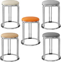 Waiting Room Chair, Round Stool, Dining Chairs, Stackable Kitchen Stools, Metal Frame, for Small Spaces Home Bedroom Study(Light Gray,Silver Chair Legs)