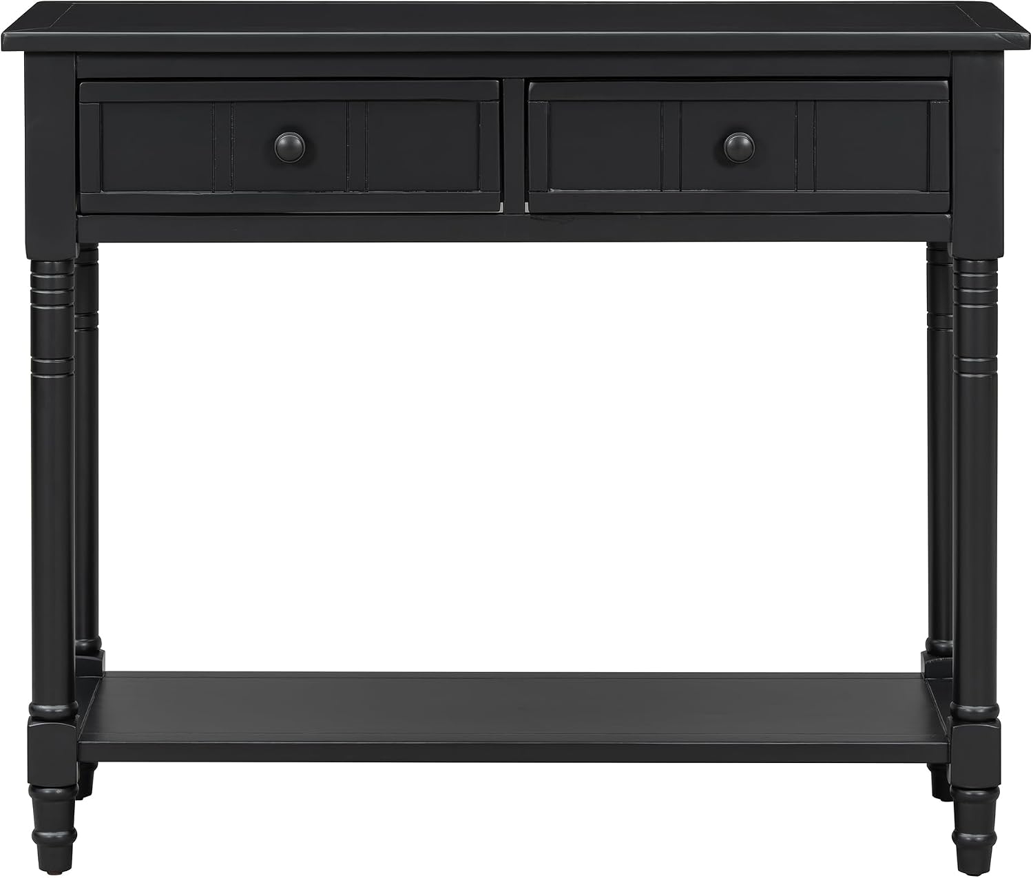 Knocbel Antique Entry Console Table with 2 Drawers & Bottom Open Shelf, Wood Sofa Tables for Entryway Hallway Living Room, 35.34" W x 13.8" D x 30.25" H, Black