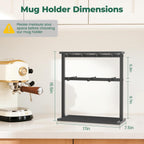 EsLuker.ly Coffee Mug Holder Cup Tree Rack for Countertop, 2 Tier Rustic Wood Coffee Bar Station Organizer Narrow Display Stand for Kitchen Office, Hold 14 Mugs with Sturdy Base, Free Up Counter Space
