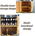 2-Tier Whiskey Barrel Table with Buckle, Solid Wood Barrel Side Table, Wine Barrel Decor for Bar, Home(Brown,21.7in)
