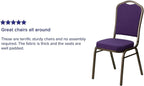 Flash Furniture 4 Pack HERCULES Series Crown Back Stacking Banquet Chair in Purple Fabric - Gold Vein Frame