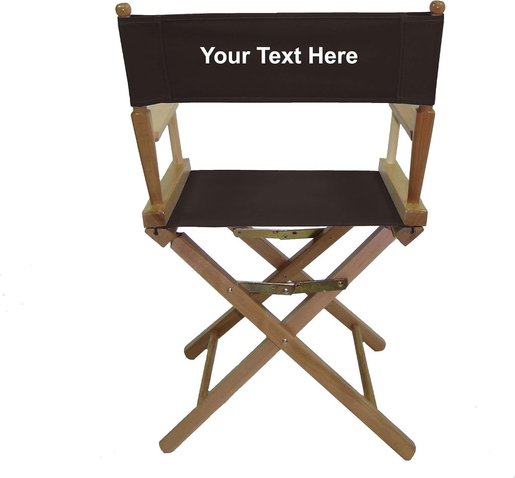 TLT Personalized Embroidered Contemporary 18 Inch Table Height Natural Frame Director's Chair - Black