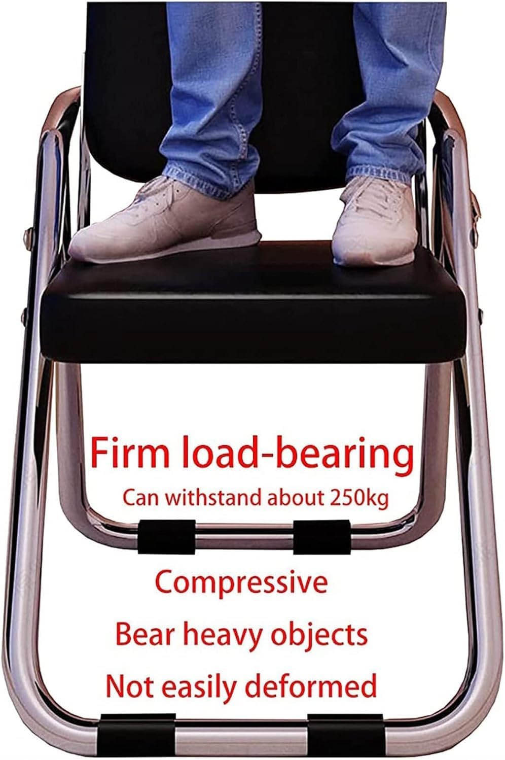 Portable Metal Folding Chair with Backrest and Padded Pu Leather Seat Comfy Dining Chair Foldable Stool(White)