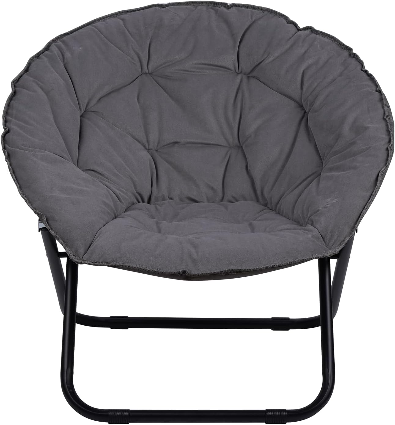 Folding Faux Fur Saucer Chair,Portable Folding Soft Moon Chair for Bedroom, Dorm Rooms, Apartments, Lounging, Garden and Courtyard, Grey