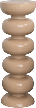 Bloomingville Round Enameled Metal Plant Stand or Martini Table, Cream