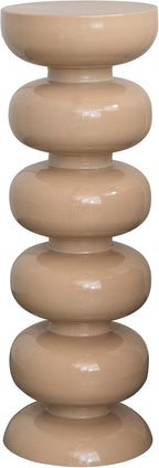Bloomingville Round Enameled Metal Plant Stand or Martini Table, Cream