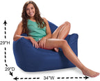 Posh Creations Structured Comfy Bean Bag Chair for Gaming, Reading, and Watching TV, Malibu Lounge, Soft Nylon-Navy