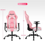 Gaming Chair, Video Game Chair, Cheap Computer Gaming Chair PU Leather High Back PC Gaming Chair Ergonomic Racing Swivel Office Desk Chair with Headrest and Lumbar Support for Adults Kids Pink