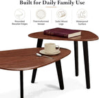 Nesting Coffee Table Set of 2-Mid Century Modern Wooden Coffee Table,Guitar Pick Stacking Tables with Solid Wood Legs,Small Coffee Tables for Small Spaces,Living Room,Apartment(Walnut)