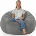 2FT Bean Bag Chair, Comfy Bean Bag Chairs with Memory Foam Filled, Fluffy Beanbag Sofa with Dutch Velvet Cover, Teardrop BeanBag Chairs for Living Room, Playroom - Grey
