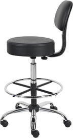 Nicer Interior Medical/Drafting Stool with Back Cushion Black