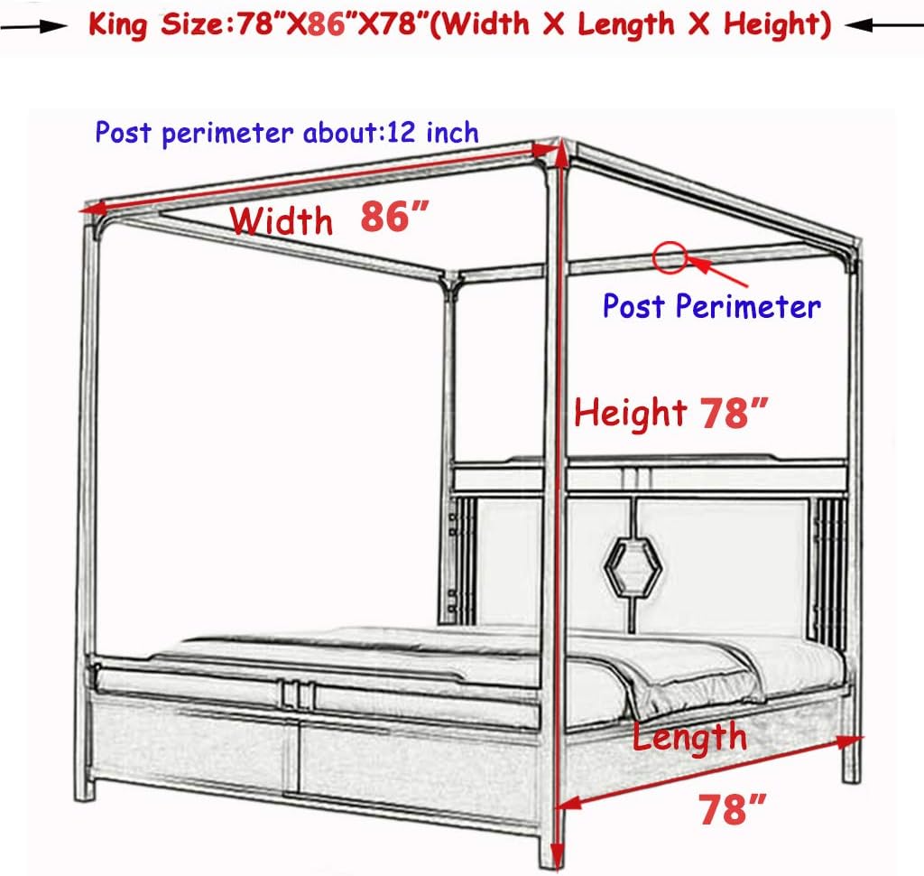 Elegant Mosquito Net Canopy for Twin, Full, Queen, King Beds - Perfect for Adults, Teens, Boys & Girls - Stylish 4 Corner Post Design for Ultimate Protection White King