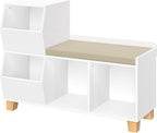 RiverRidge Kids Catch-All Toy Storage Organizer Bench with Cubbies & Toy Bins for Playroom - Cubby Organizer