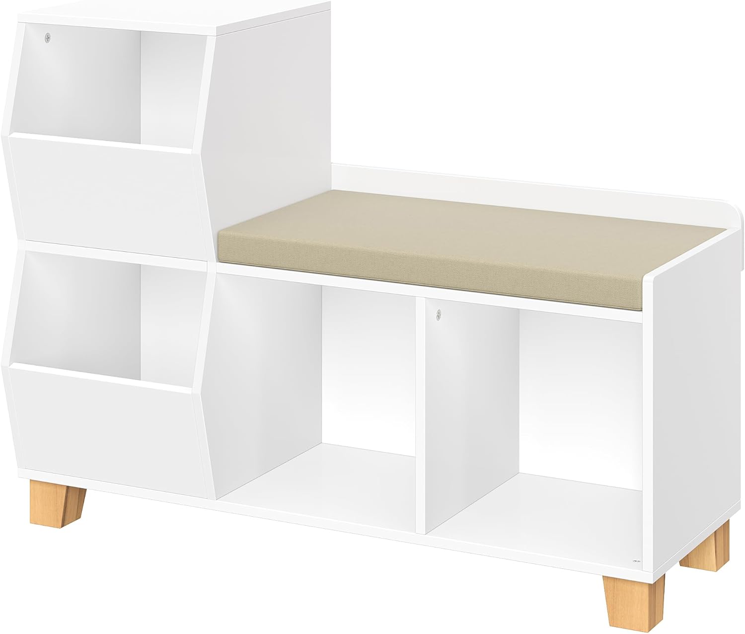 RiverRidge Kids Catch-All Toy Storage Organizer Bench with Cubbies & Toy Bins for Playroom - Cubby Organizer