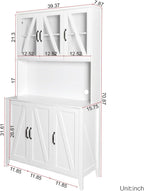 70.87" Kitchen Pantry Cabinet, 39.37" W Kitchen Hutch with Microwave Stand, Wooden Buffet Cabinet with Glass Doors Freestanding Kitchen Cupboard Buffet Cabinet for Kitchen Dining Room, White