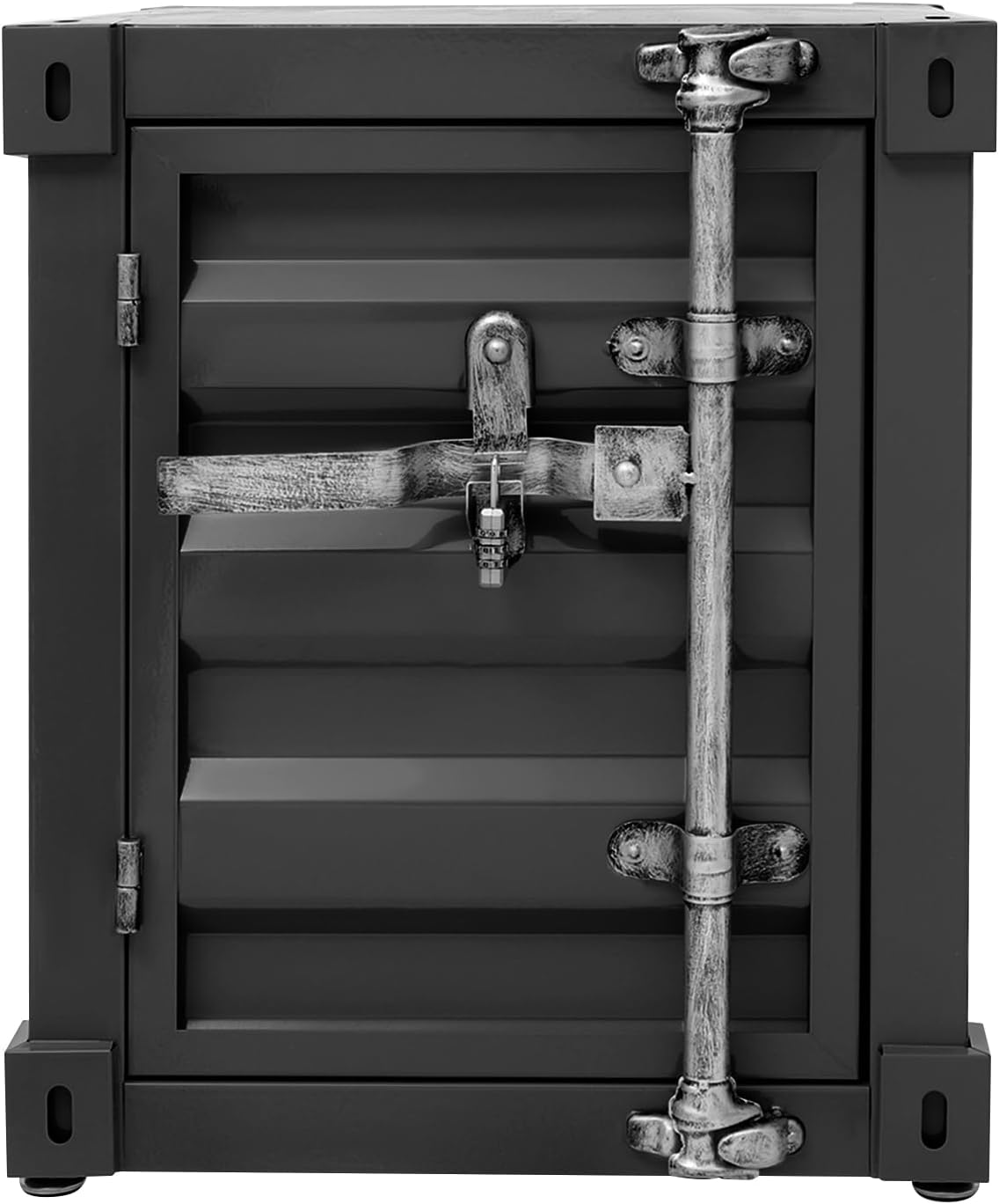 Industrial Style Metal Container Cabinet,Retro Iron Bedside Table with Combination Lock,2-Tier Nightstand Storage Cabinet for Bedroom Living Room, Garage (Black)