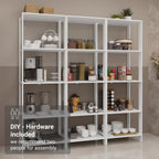 Madesa Kitchen Pantry Storage Rack with 15 Open Shelves 70" L Multiuse Modular Cabinet for Kitchen Organization (White)
