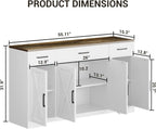 Garvee 55 in Large Buffet Sideboard Cabinet with Storage 4 Doors and 3 Drawers Kitchen Storage Cabinet Coffee Bar Buffet Table for Dining Room, Living Room, Adjustable Shelf