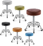 360°Swivel Stool Chair-Heavy Round Rolling Stools with Wheels,Height Adjustable Counter,Thick Seat Padding Lash Chair（1 Piece）(Orange)