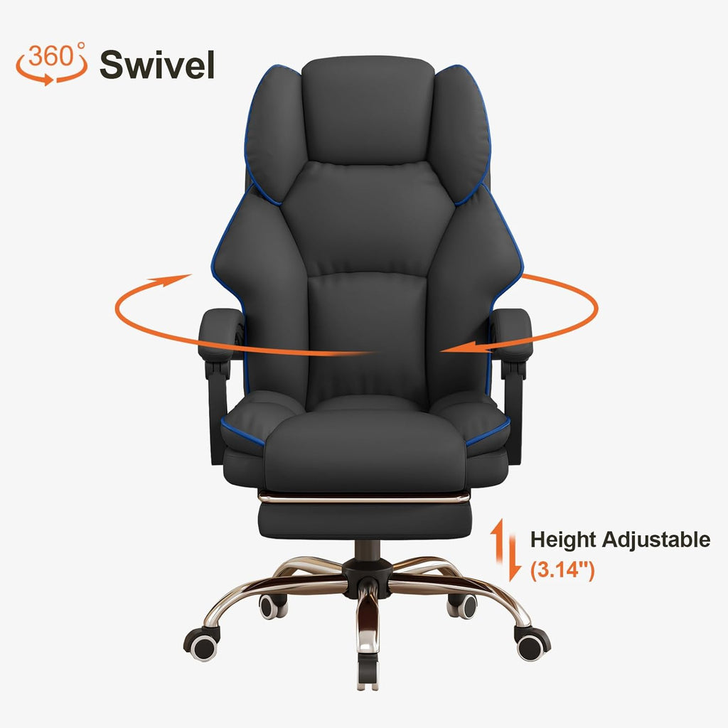 Office Chair High Back Executive Desk Chair Computer Gaming Chair with Foot Rest Swivel Work Chairs Ergonomic Leather Office Chairs