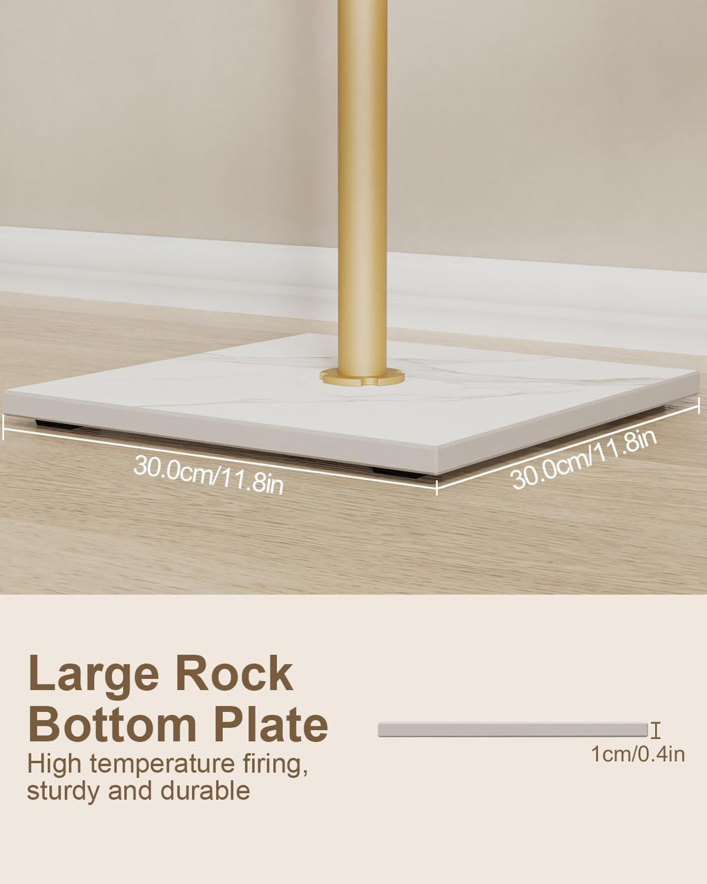Coat Tree Freestanding, Modern Sturdy Clothes Hanger with Rock Slab Base, Heavy-duty Metal Hat Rack for Boutiques, Hallway, Entryway, 68.9 Inches High, Gold, GYJ012WJ