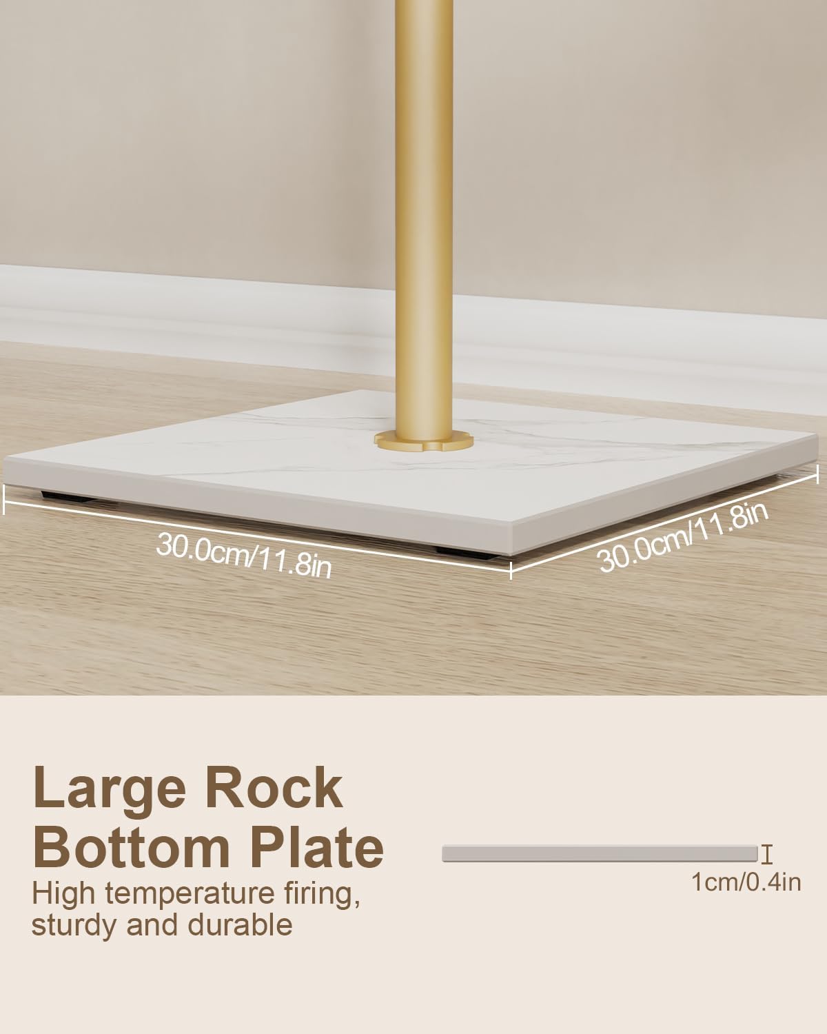 Coat Tree Freestanding, Modern Sturdy Clothes Hanger with Rock Slab Base, Heavy-duty Metal Hat Rack for Boutiques, Hallway, Entryway, 68.9 Inches High, Gold, GYJ012WJ