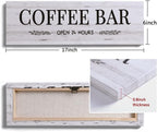 WOWGOOMO Classic Coffee Bar Signs Grey Canvas Wall Art - Rustic Cafe Bar Accessories Set for Home Bar, Kitchen, Pub, Store - 6"x17"