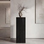 Cinnvoice Solid Wood Cube Display Pedestal Stand 12 x 12 x 40 Inch Black Rustic Sculpture Riser Portable Indoor Plant Stand Mini Table for Sculpture Plant Gallery Pedestal Store Home Party Event Decor