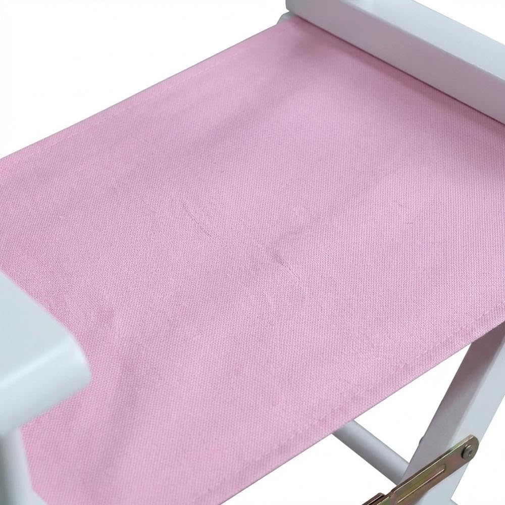 Furnifact Pink Director's Chair, White Frame, 18-Inch Seat Height, Folding Accent Chair for Bedroom Studio and Patio