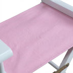 Furnifact Pink Director's Chair, White Frame, 18-Inch Seat Height, Folding Accent Chair for Bedroom Studio and Patio