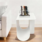 T-Shaped Metal End Table, Modern Side Table Accent Tables for Living Room, Bedroom, Office, No Assembly Required 15.7" W X 11.8" D X 15H (White)