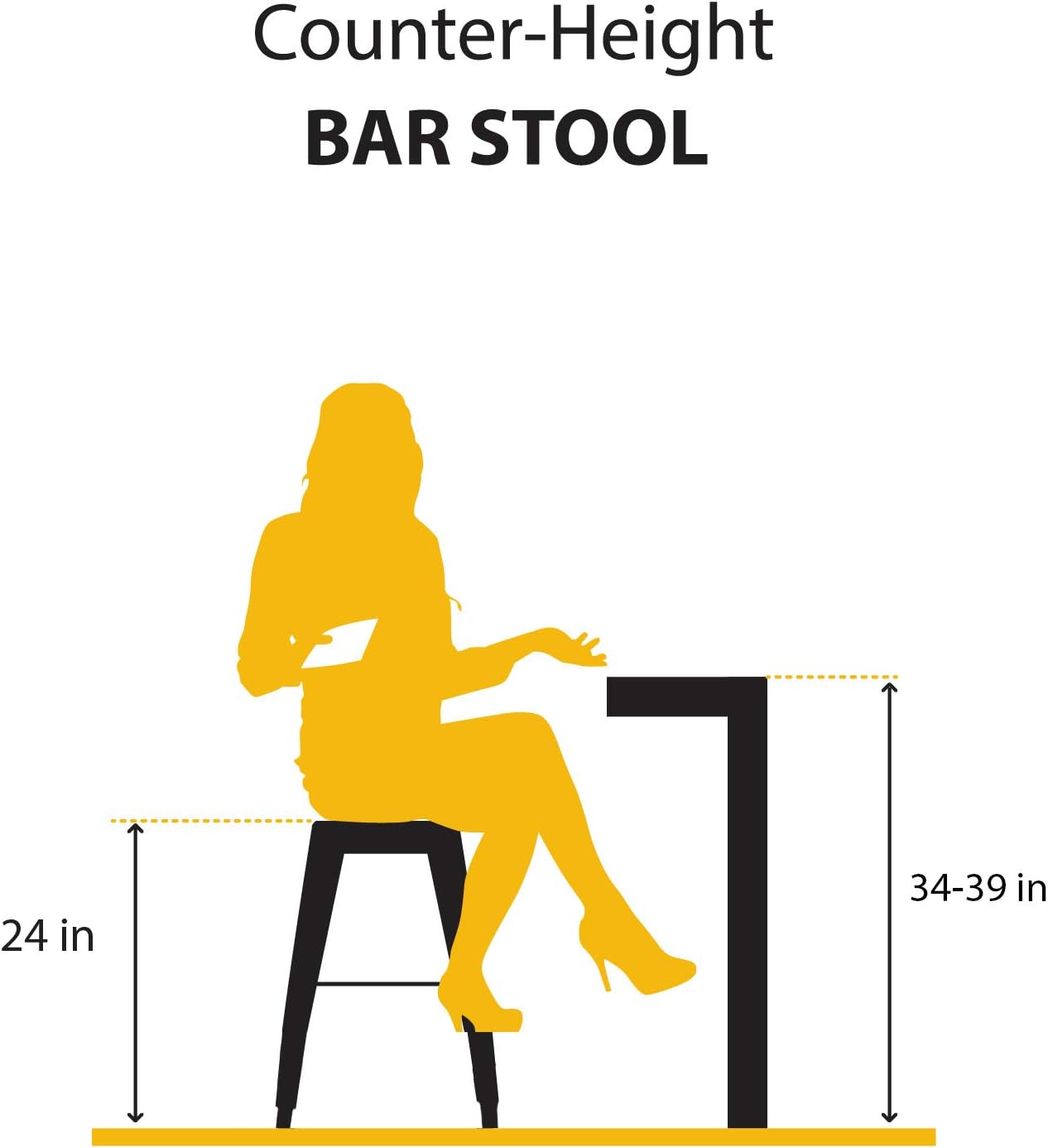 Buschman Metal Bar Stools 24" Counter Height, Indoor/Outdoor and Stackable, Set of 4 (Black)