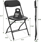 Folding Chairs 4 Pack, Plastic Folding Chairs for Outside, Heavy Duty Foldable Chairs, Sturdy Metal Folding Chairs, 350 lbs Capacity, for Patio, Garden, Camping, Black