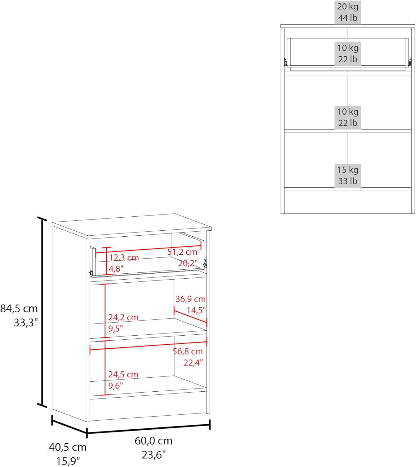 23.6" D*15.9" W*33.5" H Freestanding Kitchen Pantry with Dawer & Shelf, Double Door, Rectangular Storage Cabinet, Traditional, for Living Room, Dining Room, Wenge