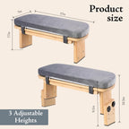 Adjustable Height Meditation Bench with Velvet Cushion, Bamboo Folding Prayer Kneeling Stool Yoga Meditation Chair, Zen Prayer Bench