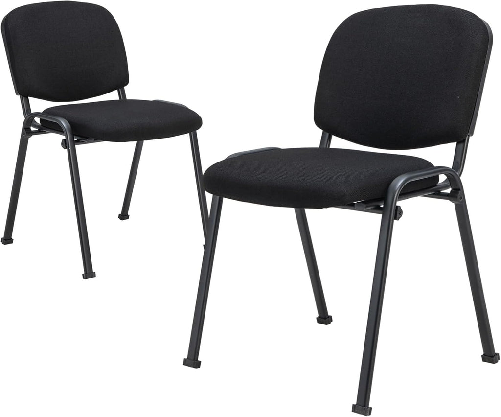 RELAX4LIFE Reception Waiting Room Chairs - Office Guest Chairs Set of 2 w/Ergonomic Backrest & Padded Seat, Armless Lobby Chair for Home Church Conference Meeting, Stackable Reception Chairs (2)