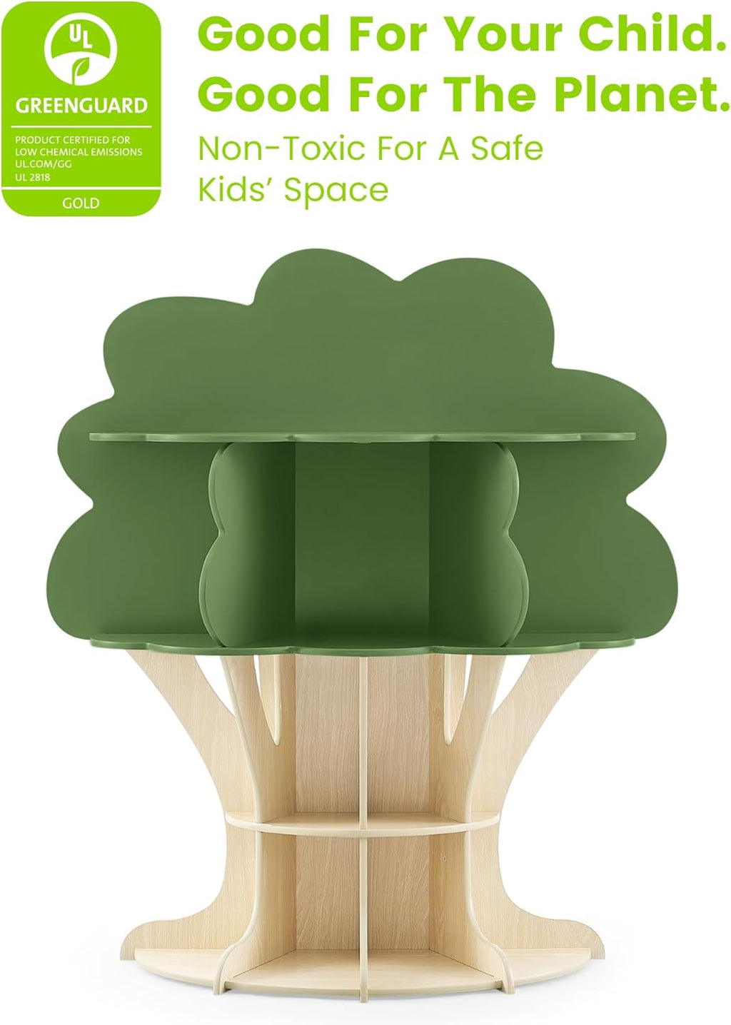 Delta Children Tree Bookcase - Greenguard Gold Certified, Fern Green/Crafted Natural