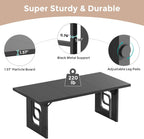 71'' Large Dining Table for 6 to 8 People, Modern Rectangular Kitchen Table, Dinner Table Furniture with Metal Legs for Dining Room, Living Room, Banquet, Home, Black