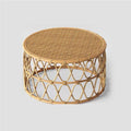 Natural Thick Rattan Coffee Table, Hand-Woven Living Room Furniture, Sturdy Side Table with Rounded Edge, Round Center Table for Living Room, Bedroom, Balcony(Brown,Large)